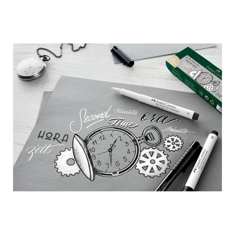 Faber-Castell India Ink Pitt Artist Pen Set (black & white) (2).webp