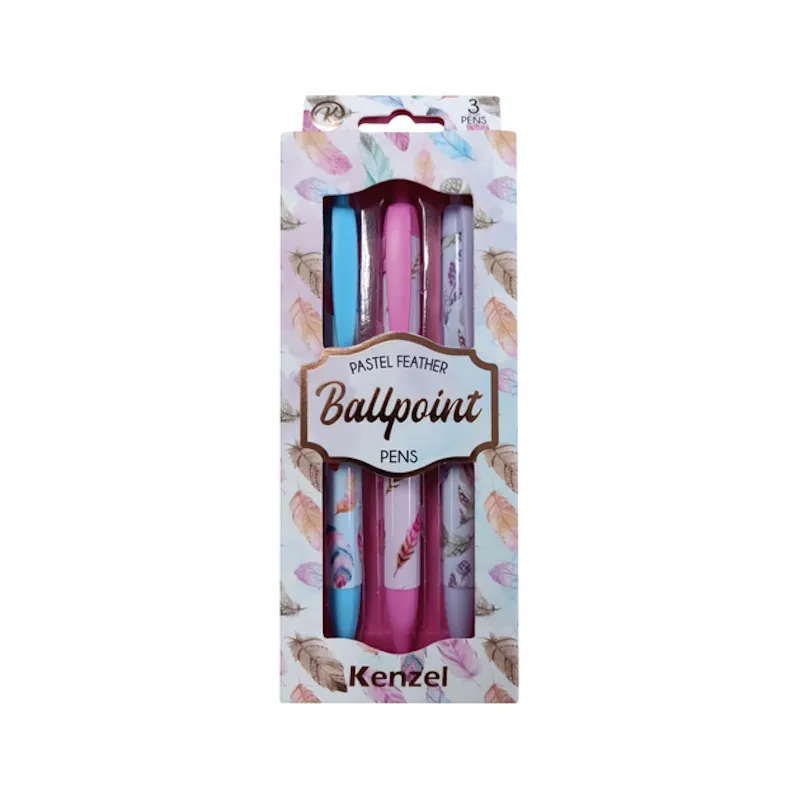 Kenzel Pastel Feather Ballpoint Pen Set (3) (BPF25301)
