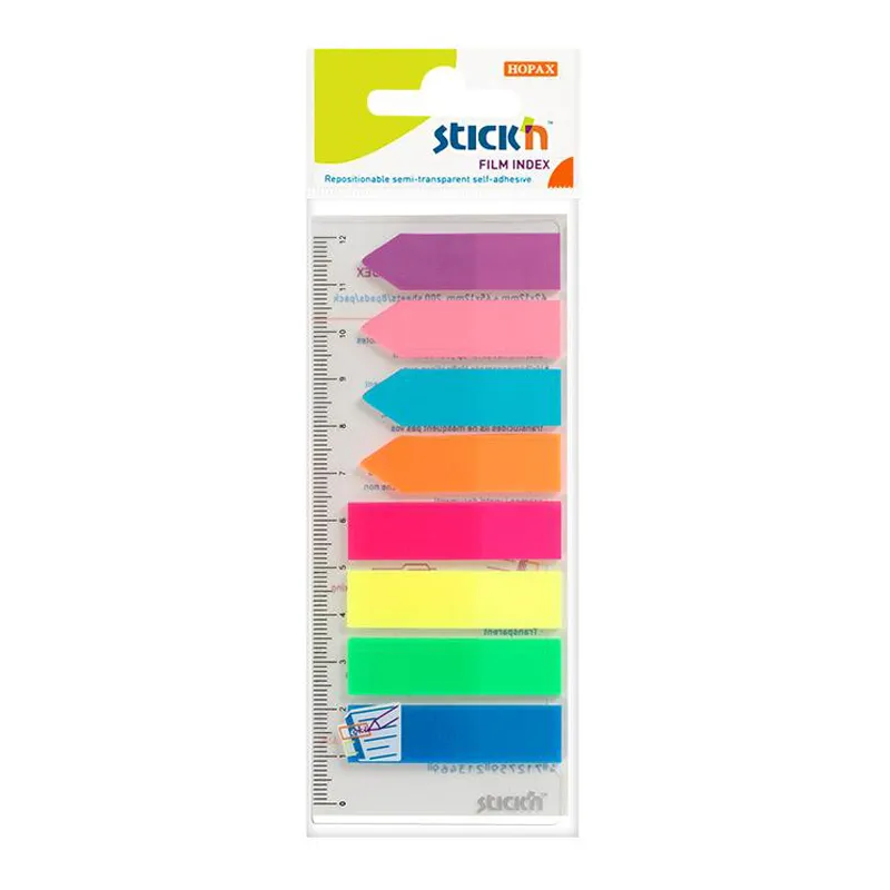 Stick'n Film Index Tabs 8 Colours Strips/Arrows 45mm x 12mm