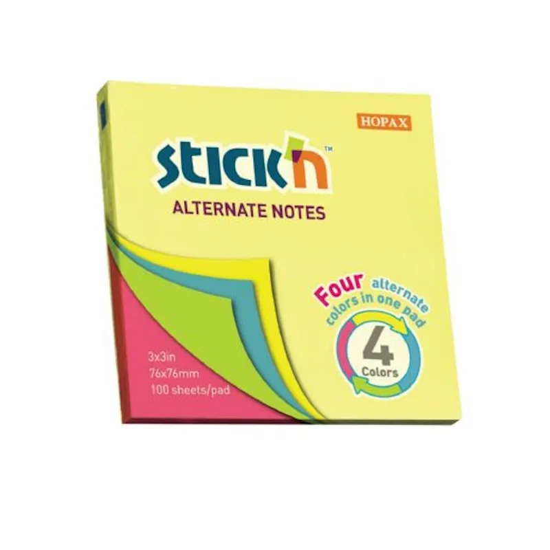 Stick'n Neon Pad 4 Colours per Pad 76mm x 76mm (100)