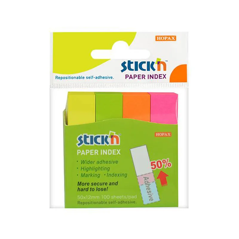Stick'n Paper Index Tabs 4 Colours 50mm x 12mm