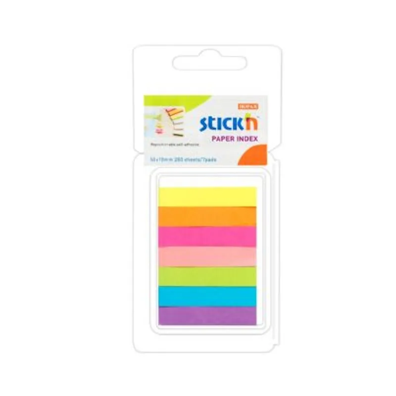 Stick'n Paper Index Tabs 7 Colours Strips 50mm x 10mm