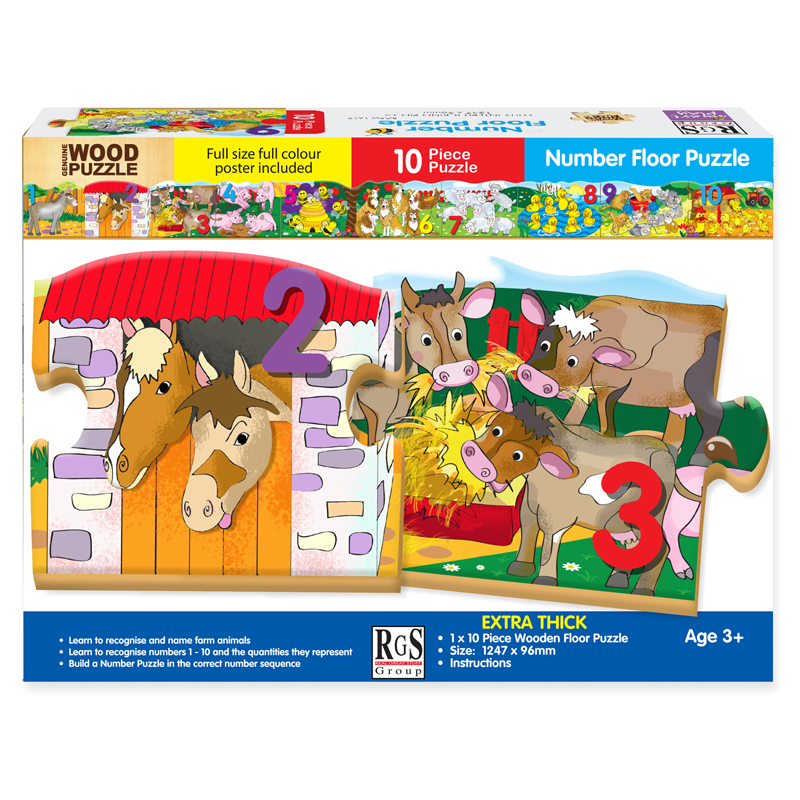 Number Floor Wooden Puzzle (10 pieces)