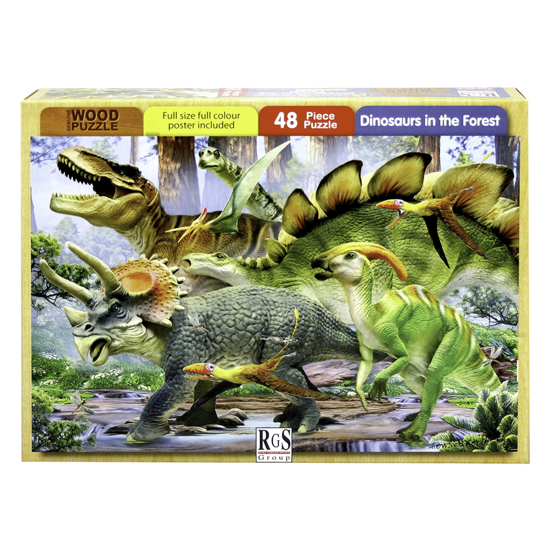 Dinosaurs in the Forest Wooden Puzzle (48 pieces)