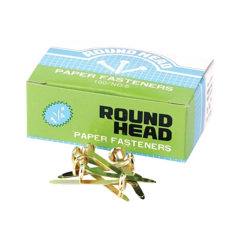 Brass Paper Fasteners Round Head (100) (No 2 12mm)