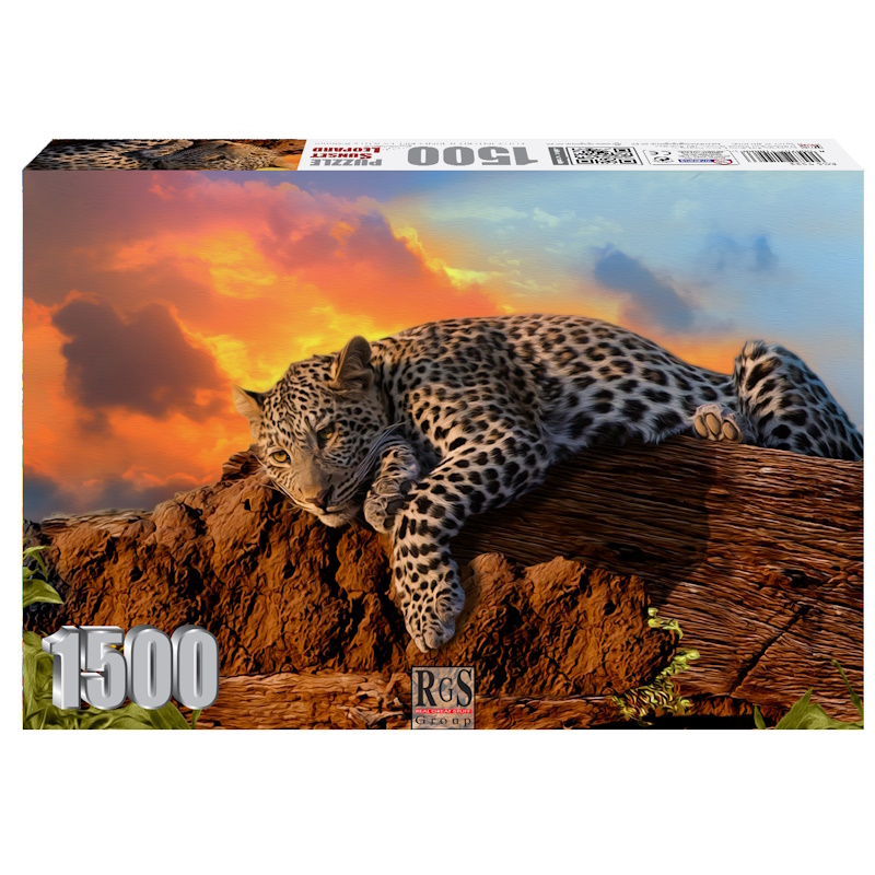 Sunset Leopard Cardboard Puzzle (1500 pieces)