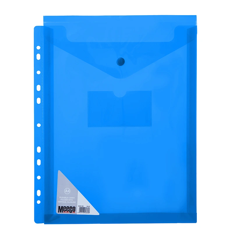 Meeco Fileable Button Envelope Vertical Closure A4 (blue)
