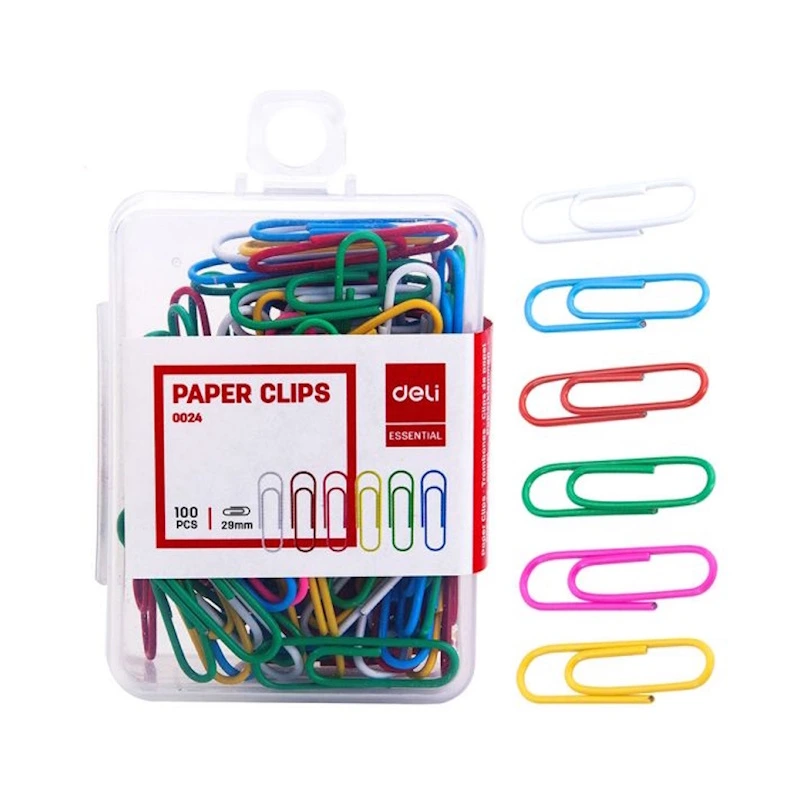 Deli Coloured Paper Clips 33mm (100)