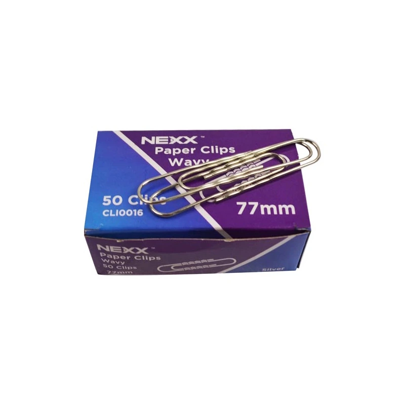 Nexx Silver Wavy Paper Clips 77mm (50)