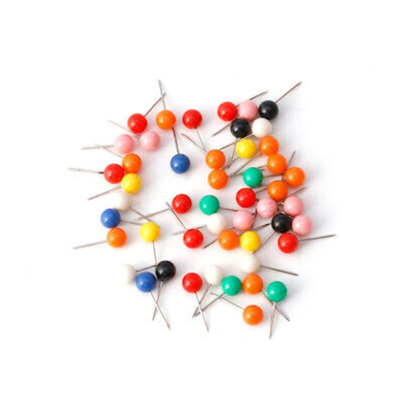 4Stationery Map Pins 5mm x 17mm (assorted) (100)