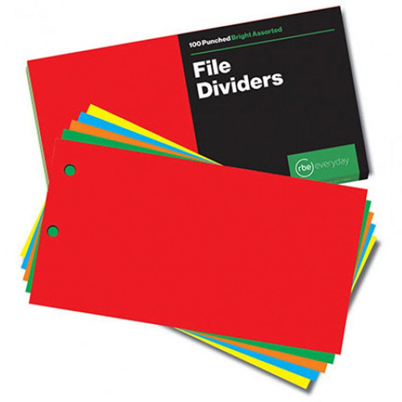 RBE File Dividers Bright 228 x 107mm (100)