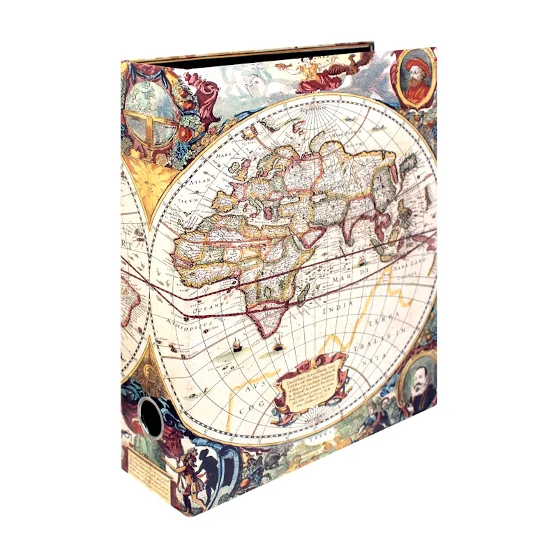 Treeline Designer Lever Arch File (burgundy - world map)