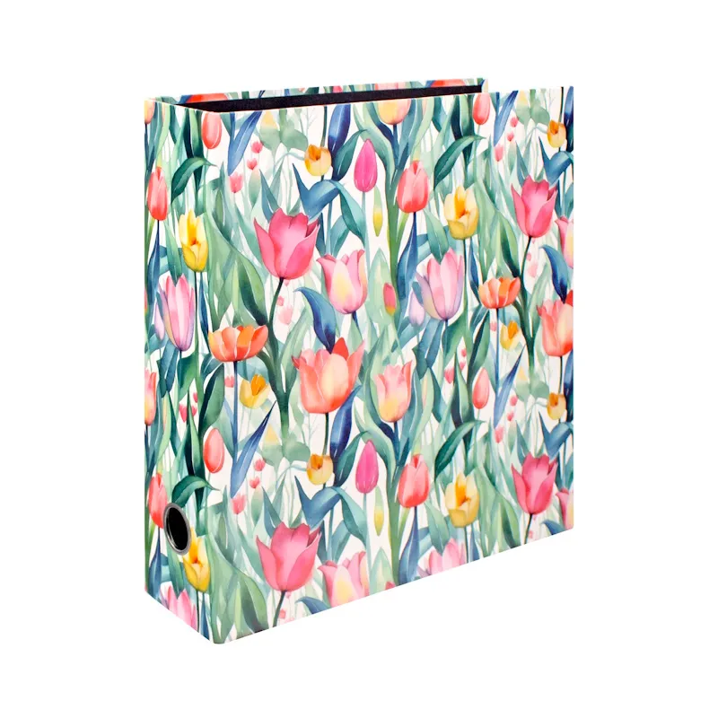 Treeline Designer Lever Arch File (teal - watercolour tulips)