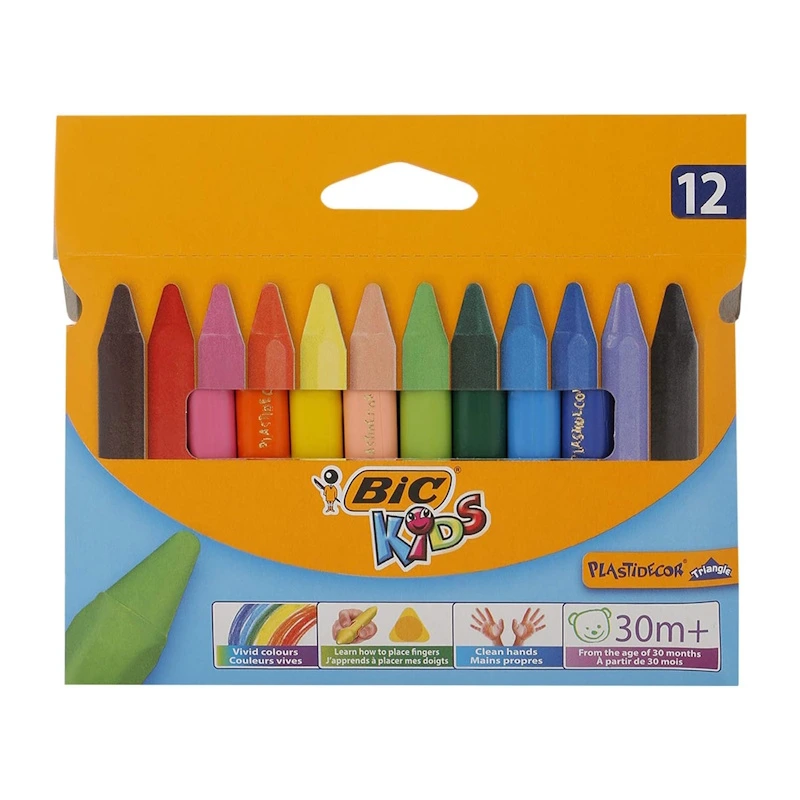 Bic Kids Plastidecor Triangle Wax Crayons (12)