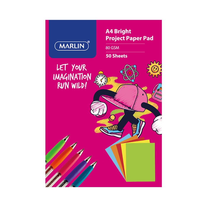 Marlin Project Paper Pad A4 80g (brights assorted) (50 sheets)