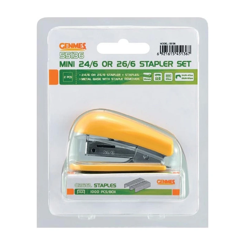 Genmes Mini Stapler with Staples (55136) (assorted)
