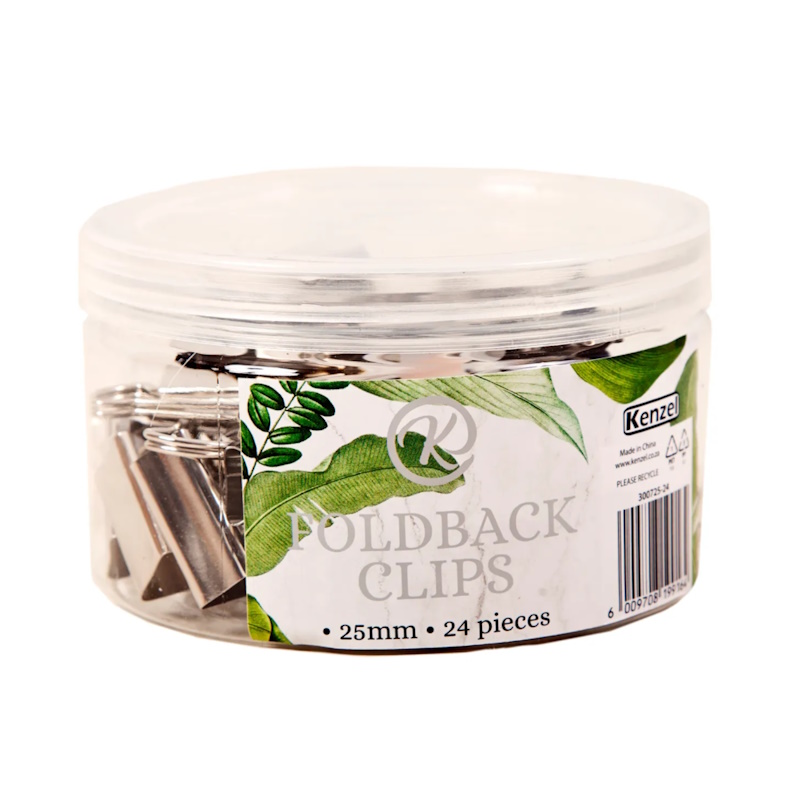 Kenzel Silver Foldback Clips 25mm (24)