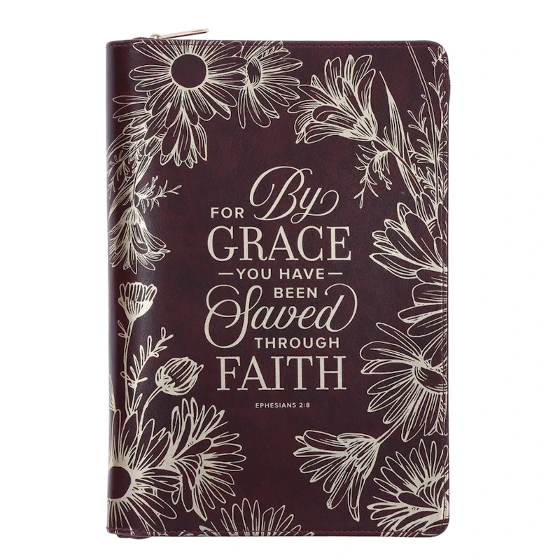 For by Grace You Have Been Saved Faux Leather Journal with Zip (XJL896)