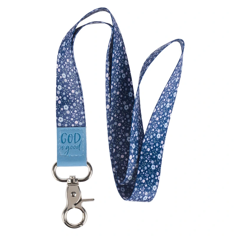 God is Good Navy Flowers Lanyard (LAN007)