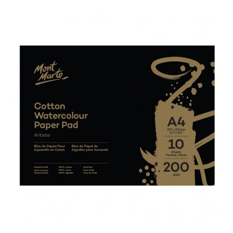 Mont Marte Cotton Watercolour Book 200gsm (10 sheets)