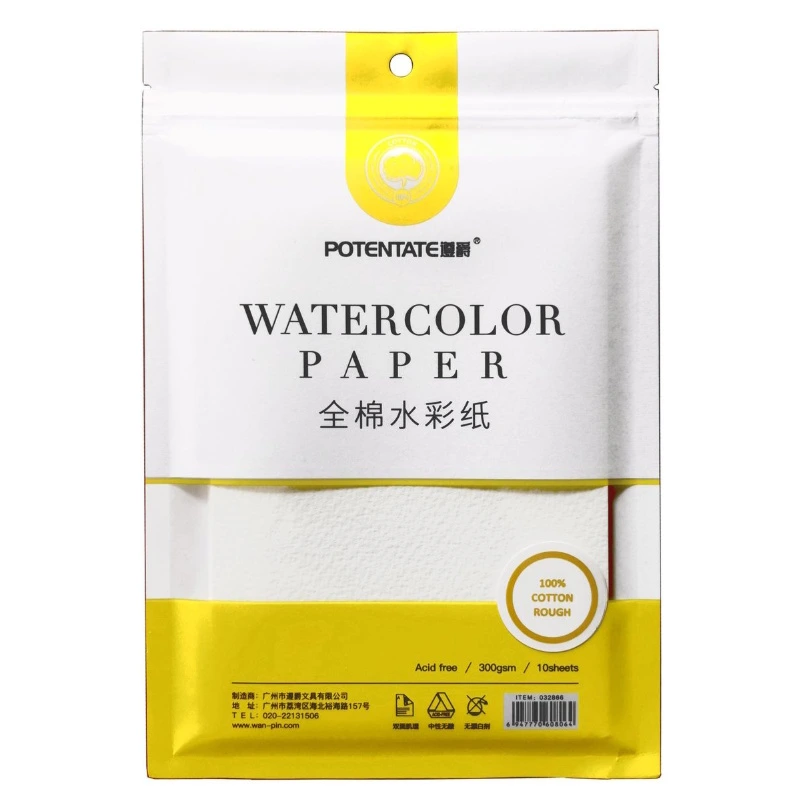 Potentate Cotton Watercolour Paper Rough 300gsm 130 x 190mm (10 sheets)