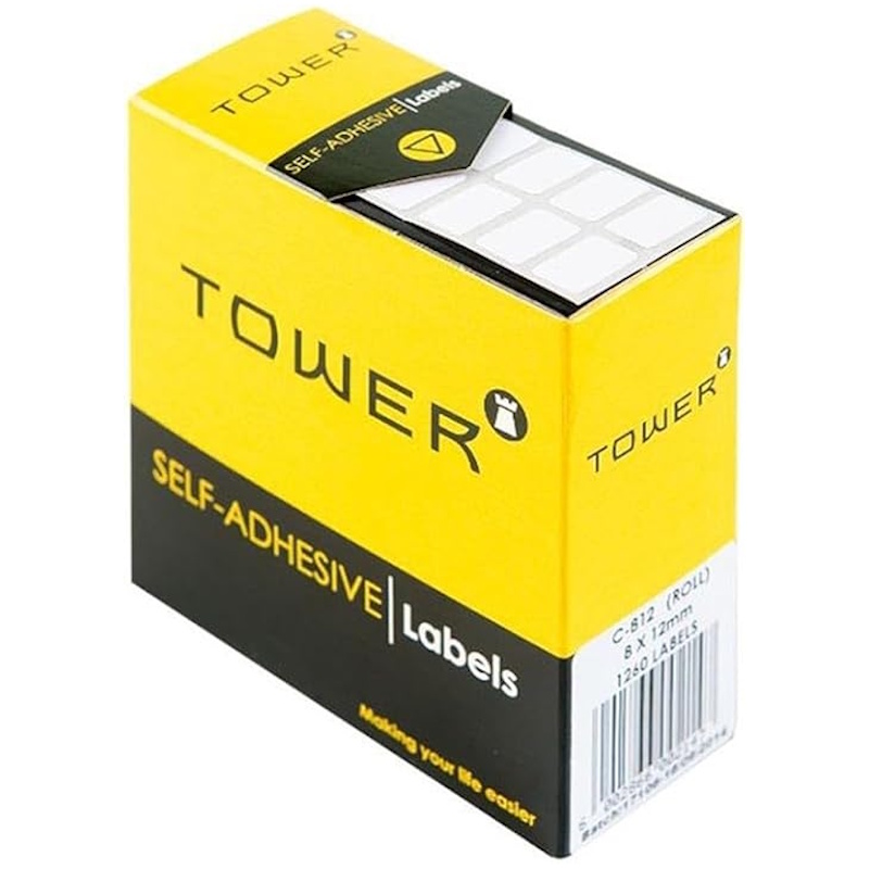 Tower Labels 8 x 12mm (white) (R812)