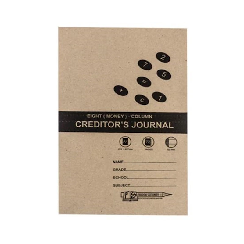 College Exercise Book 8 Column Creditors Journal A4 (72 page)