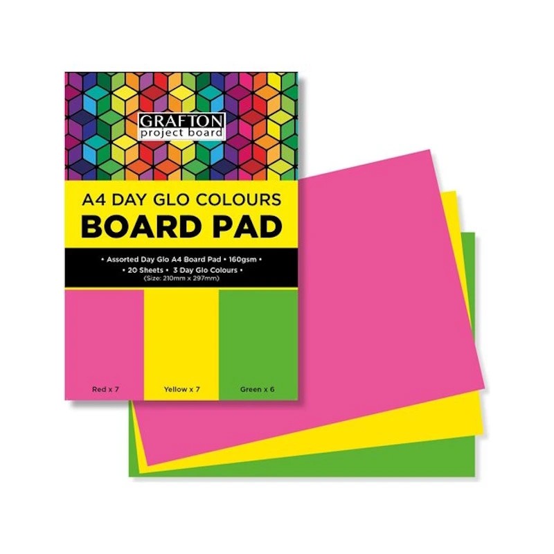 Grafton Project Board Pad A4 160gsm (day glo assorted) (20 sheets)