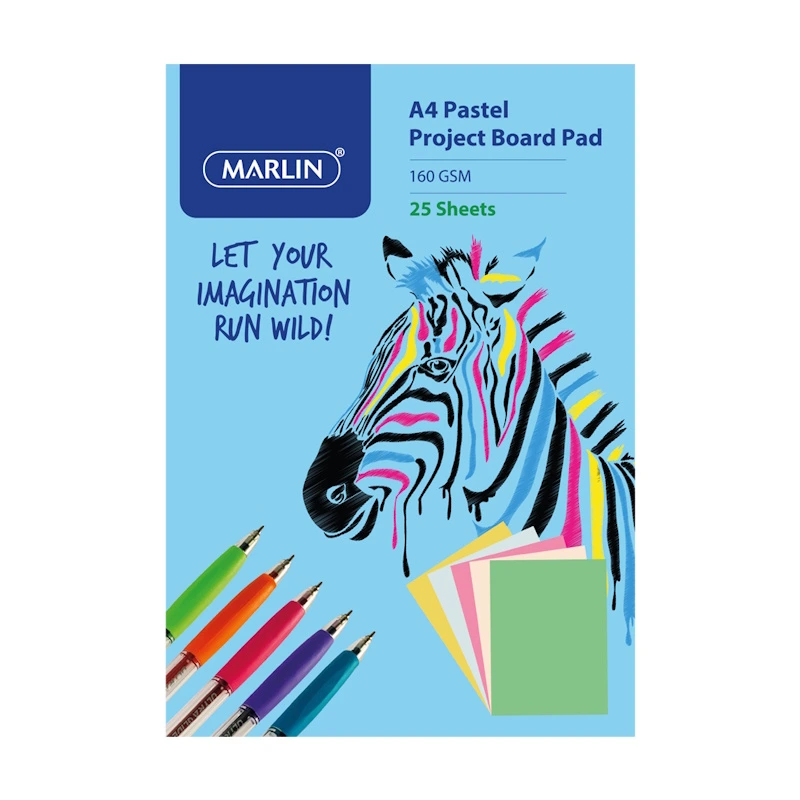 Marlin Project Board Pad A4 160gsm (pastel assorted) (25 sheets)