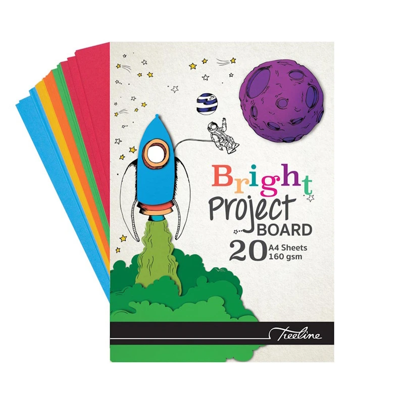 Treeline Project Board Pad A4 160g (brights assorted) (20 sheets)