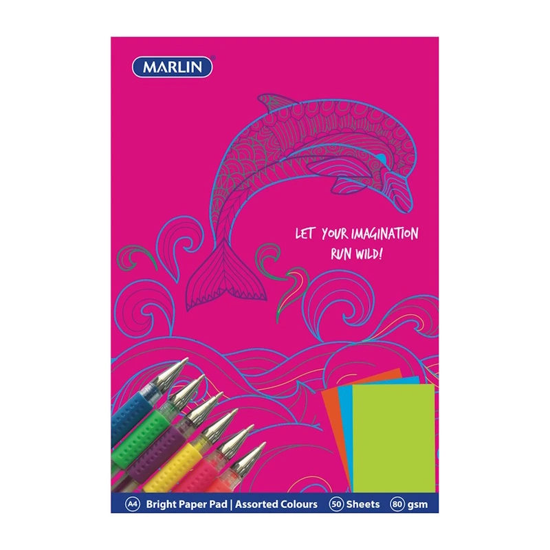 Marlin Project Paper Pad A4 80gsm (brights assorted) (50 sheets)