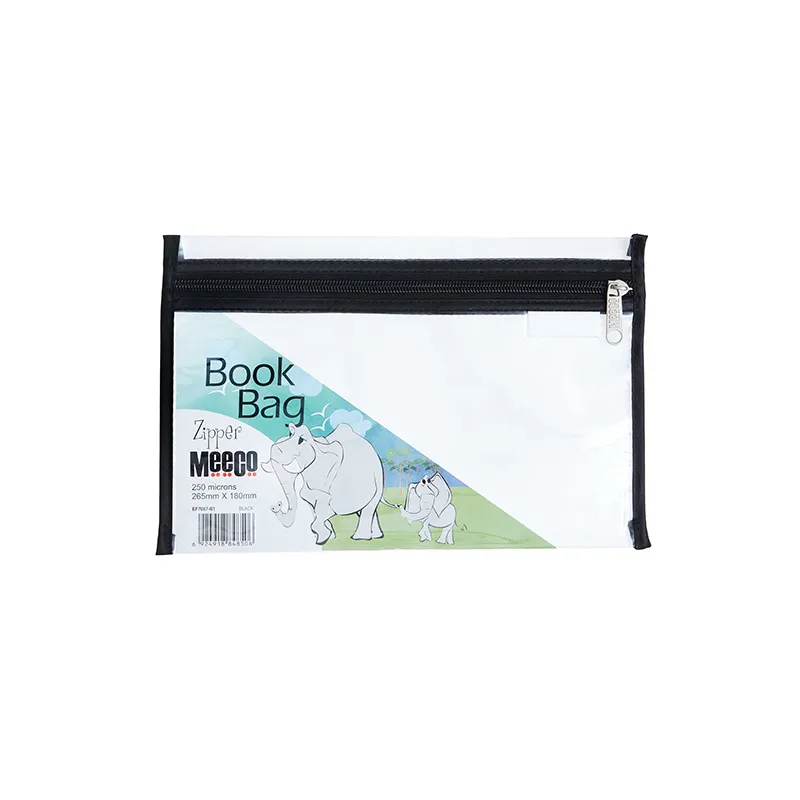 Meeco PVC Book Bag with Zip A5 265mm x 180mm (black)