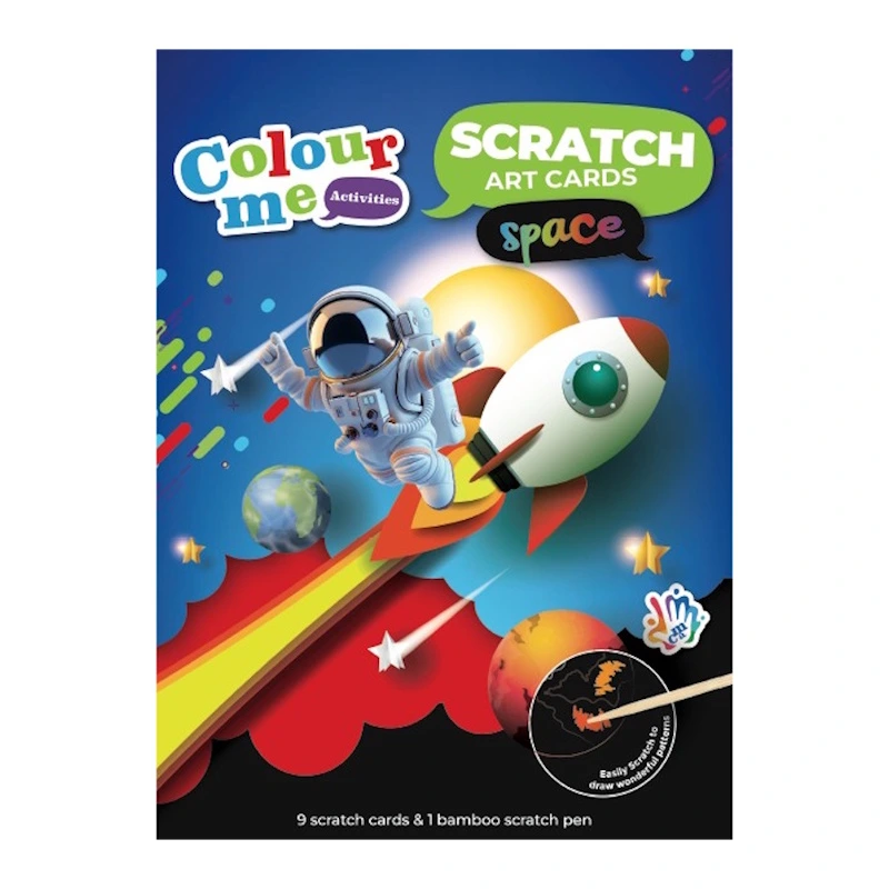 Colour Me Activities Scratch Art Cards (space)
