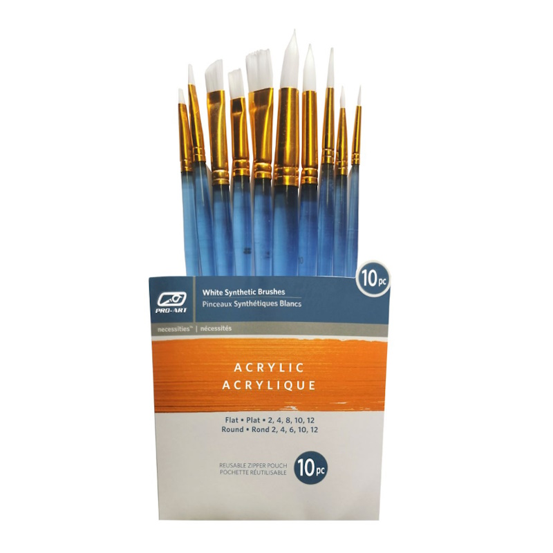 Pro-Art Acrylic White Synthetic Brush Set (10)