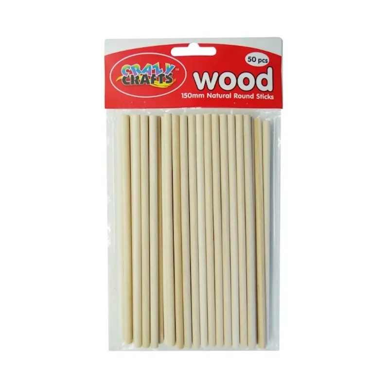 Crazy Craft Round Natural Sticks 150mm (50)