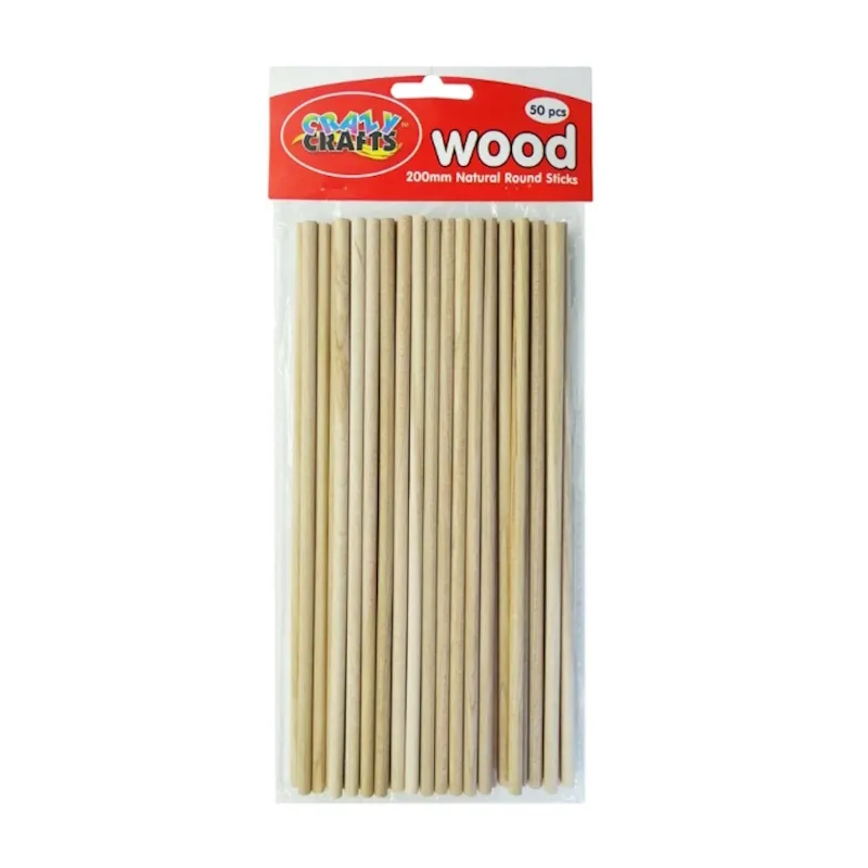 Crazy Craft Round Natural Sticks 200mm (50)