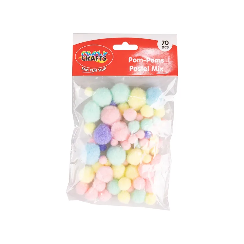 Crazy Craft Pom Poms Pastel Mix (70)