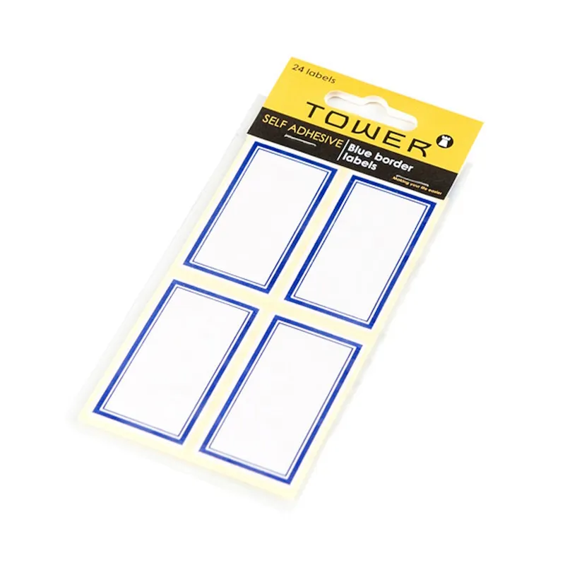 Tower Blue Border Self Adhesive Book Labels (24)