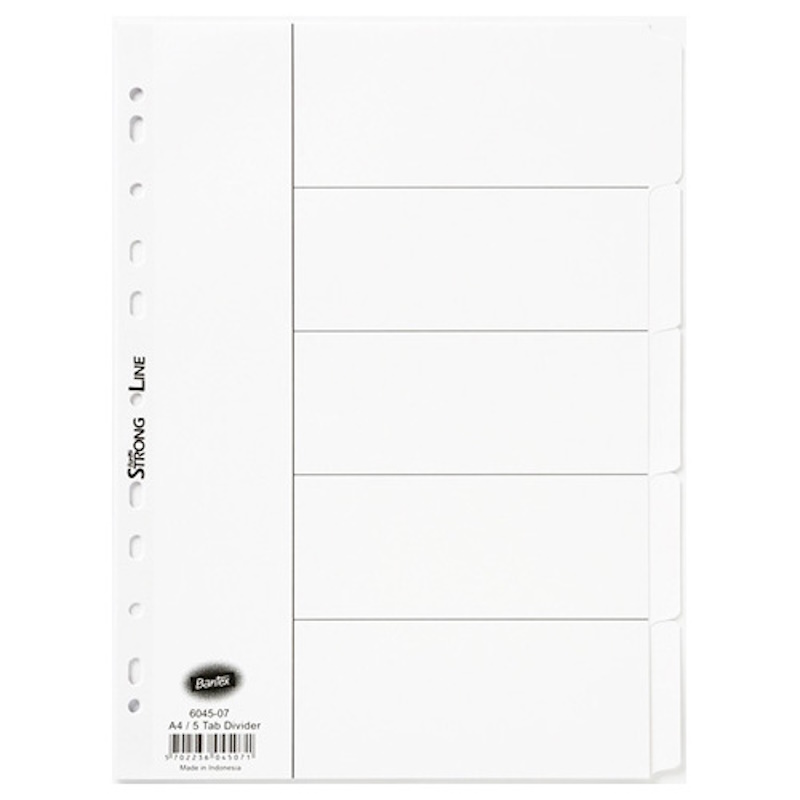 Bantex Board Dividers A4 5 tab (white)