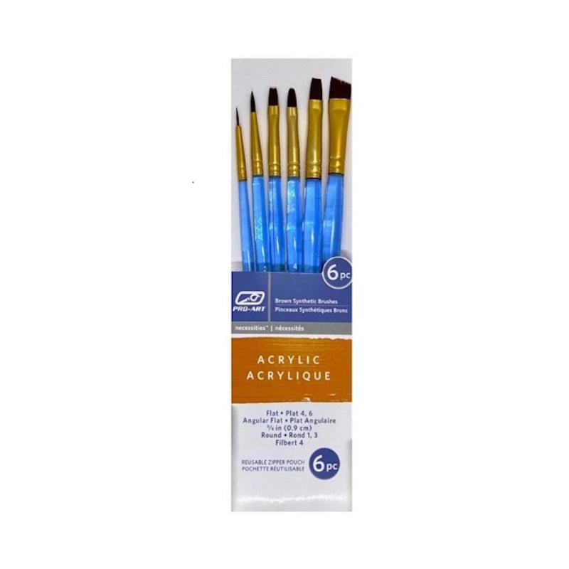 Pro-Art Acrylic Brown Synthetic Brush Set (6)