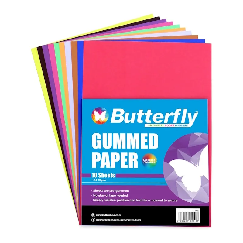 Butterfly Gummed Paper Sheets A4 (10 sheets)