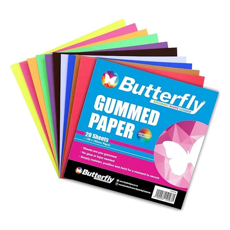 Butterfly Gummed Paper Squares 150 x 150mm (20 sheets)
