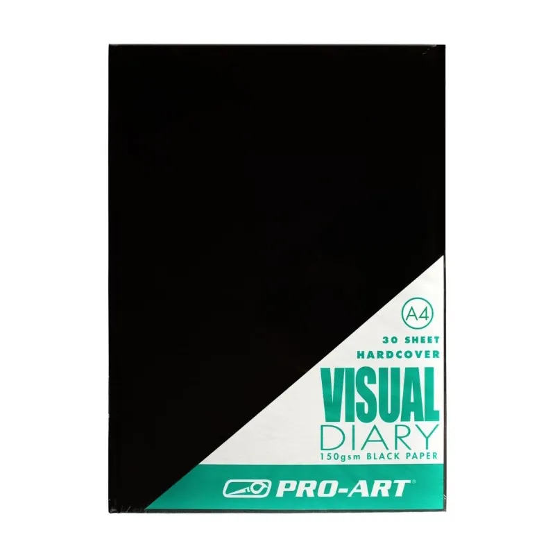 Pro-Art Hard Cover Visual Diary with Black Paper A4 150gsm (30 sheets)