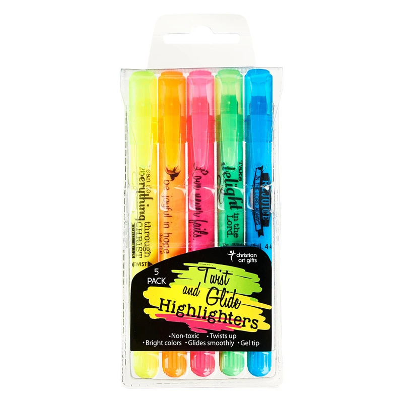 Bible Marker Twist and Glide Highlighters (5) (HL013)