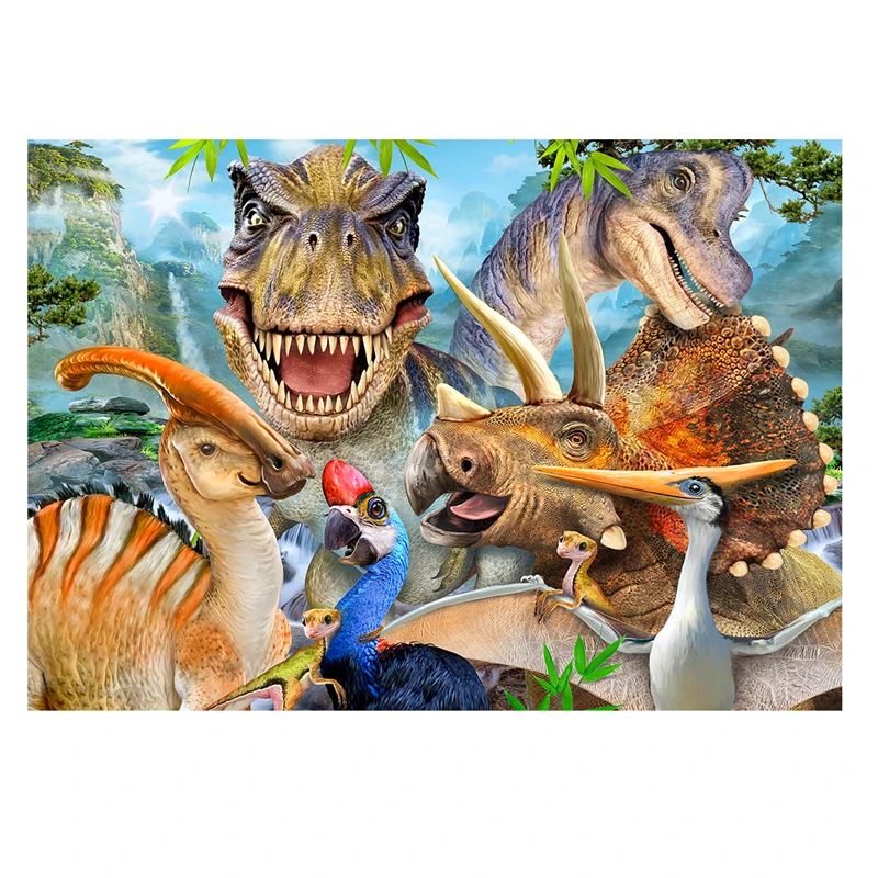 Dino Selfie Cardboard Puzzle (48 pieces)