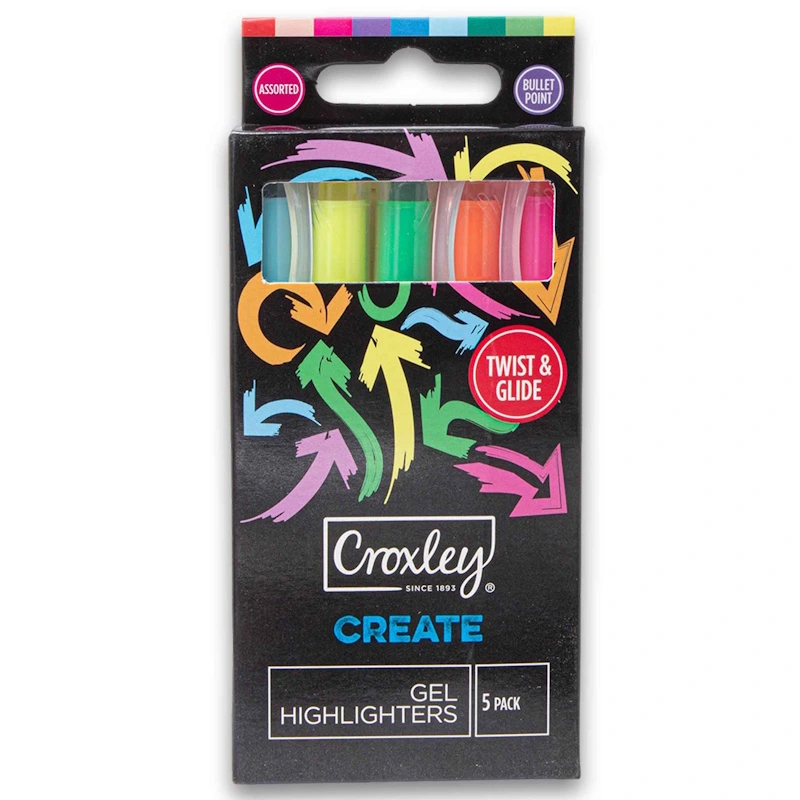 Croxley Create Twist & Glide Gel Highlighters (5)