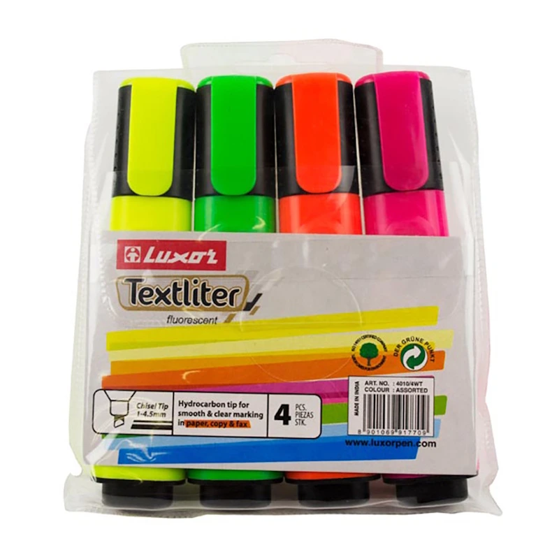 Luxor Textliter Highlighter (wallet of 4)