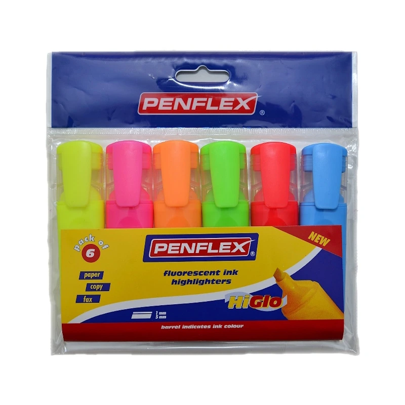 Penflex Higlo Highlighter Bright (wallet of 6)