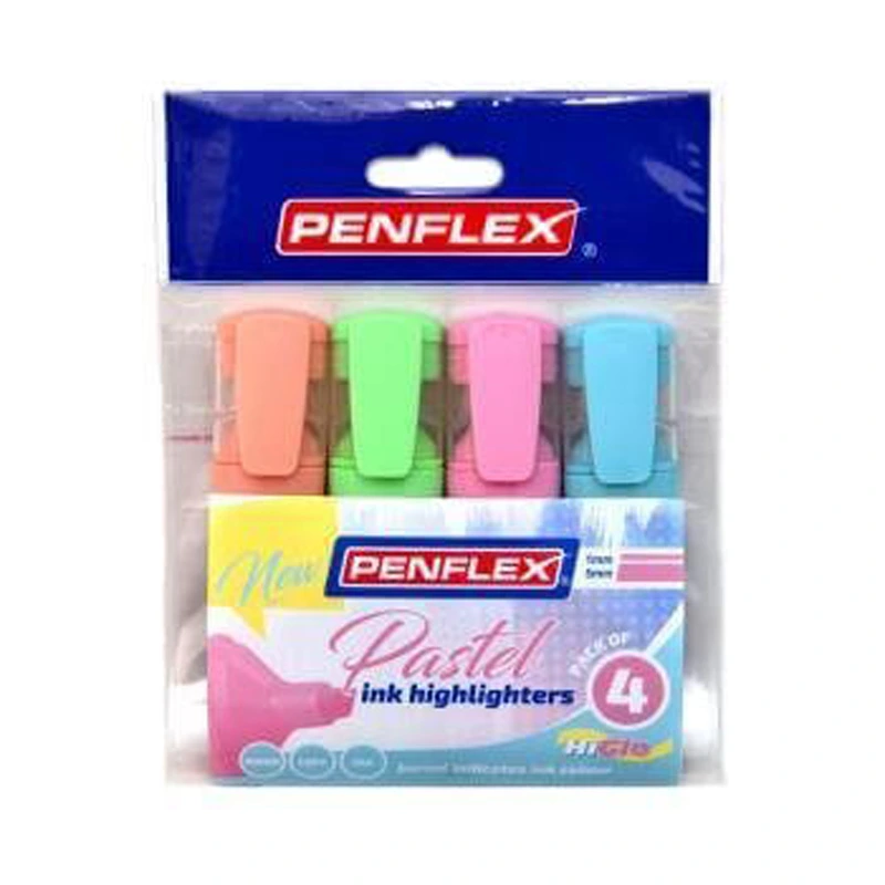 Penflex Higlo Highlighter Pastel (wallet of 4)