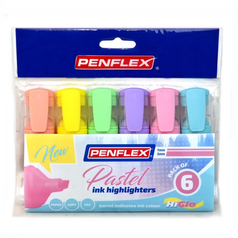 Penflex Higlo Highlighter Pastel (wallet of 6)
